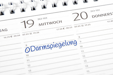 Eintrag im Kalender: Darmspiegelung