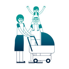 grandparents with graddaughter and baby pram