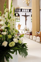 celebration, beauty, wedding, church, flowers, preparations, fresh, pure, altar, couple, lifestyle,