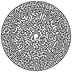 Maze circle. Labyrinth. Maze symbol. Isolated on white background