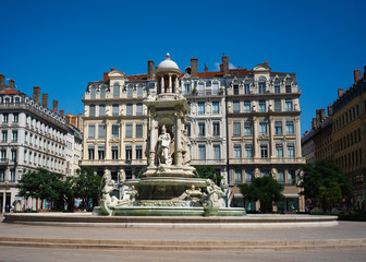 Jacobin's square and fountain in Lyon France