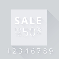 White sale promotion background with figures.