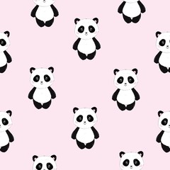 Seamless Cute Cartoon Panda Pattern