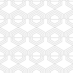 Black and white geometric seamless pattern for coloring book, page. Abstract background for cover, wallpaper, decor.