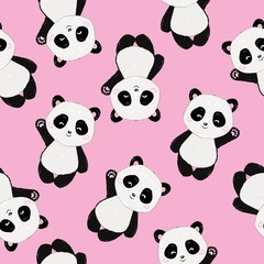 Seamless Cute Cartoon Panda Pattern