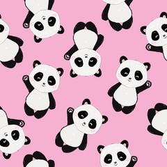 Seamless Cute Cartoon Panda Pattern