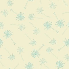 Palm tree pattern. Seamless hand drawn textures on exotic trendy background. Nature textile print. Modern tropical template for web, card, placard, poster, cover, flyer, invitation, brochure, banner.