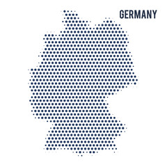 Dotted map of Germany isolated on white background.