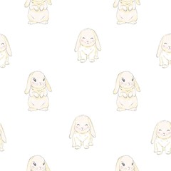 Seamless pattern with cute cartoon bunny. Baby pattern.