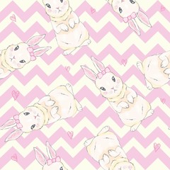 Obraz na płótnie Canvas Seamless pattern with cute cartoon bunny. Baby pattern.
