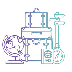 travel vacations set icons vector illustration design