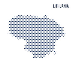 Dotted map of Lithuania isolated on white background.