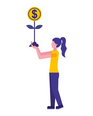 person planting money character