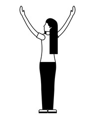 young woman with hands up avatar character