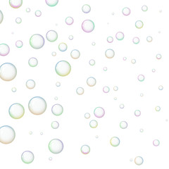 Wallpaper with shiny soap bubbles. Freshness and purity. Vector illustration.