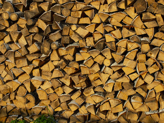 wooden logs in the yard