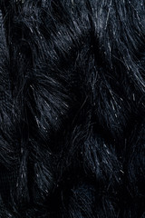 top view of furry black textile as background