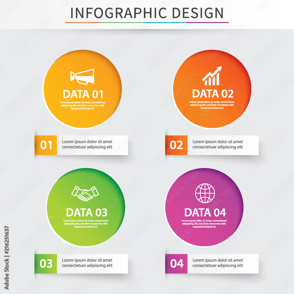 Poster infographics circle paper with 4 data template. vector illustration background. can be used for work