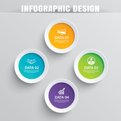 Infographics circle paper with 4 data template. Vector illustration abstract background. Can be used for workflow layout, business step, brochure, flyers, banner, web design.