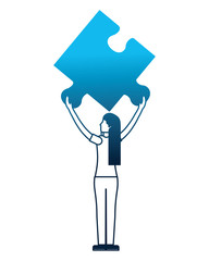 young woman with puzzle piece character