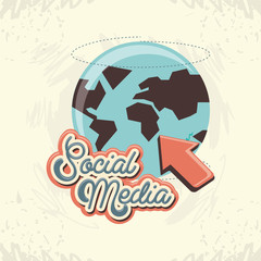 social media marketing with world planet vector illustration design