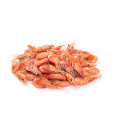 Red cooked prawn or shrimp isolated on white background.