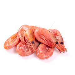 Red cooked prawn or shrimp isolated on white background.