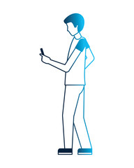 young man with smartphone isolated icon