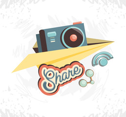 share social media with paper airplane vector illustration design