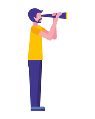 young man with telescope avatar character