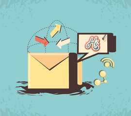 social media marketing with envelope vector illustration design