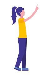 young woman with hand up avatar character