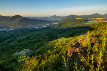 Spring morning over the labe river near Ústí nad labem in the Czech republic