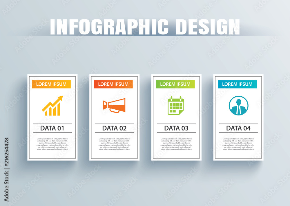 Wall mural infographics square paper with 4 data template. vector illustration abstract background. can be used