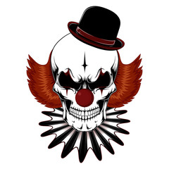 Vector image of a clown skull.