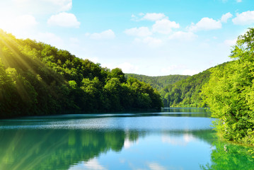 Beautiful landscape in the Plitvice Lakes National Park, Croatia.