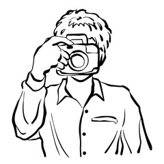 man taking photo vector illustration design hand drawing