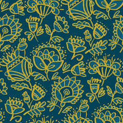 Peasant decorative flower seamless pattern.