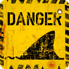 shark warning sign,grungy sytyle vector illustration