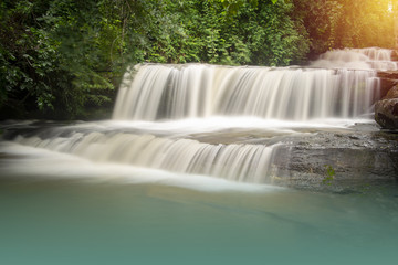 Than Thong Waterfall Nongkhai Province Thailand /Another popular tourist destination is the weekend.Low shutter speed , Watercolor and artificial light for aesthetics and image prominence