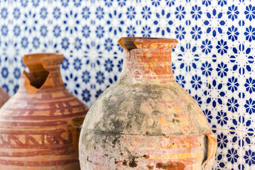 Moroccan tiles with traditional Arabic patterns, ceramic tiles patterns as background texture