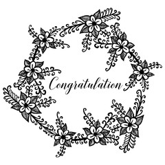 Fototapeta premium Congratulation greeting card with flower hand draw vector illustration