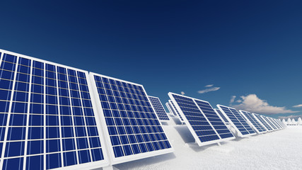 Obraz premium Solar Panels on White Field