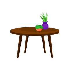 Wooden coffee table, interior design element vector Illustration on a white background