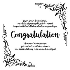 Collection congratulation card with flower hand draw vector illustration
