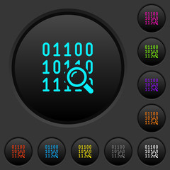 Code analysis dark push buttons with color icons