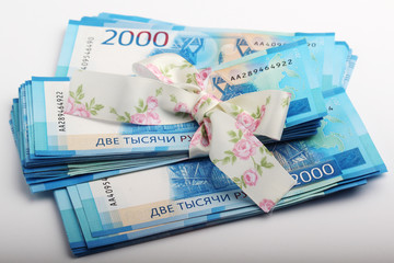 Russian notes as a symbol of present you can buy on them