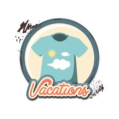 travel vacation t-shirt with clouds vector illustration design
