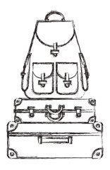 suitcases bags pile isolated icon vector illustration design