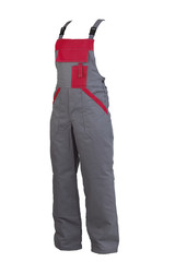 Protective worker's grey trou with buckles, isolated on white background